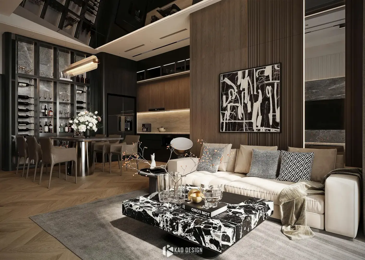 Phòng khách phong cách Luxury cho căn The TEN